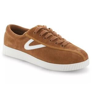 Tretorn Camel Suede Leather Sneakers Retro Boho sz 8.5 Casual Comfort Neutral